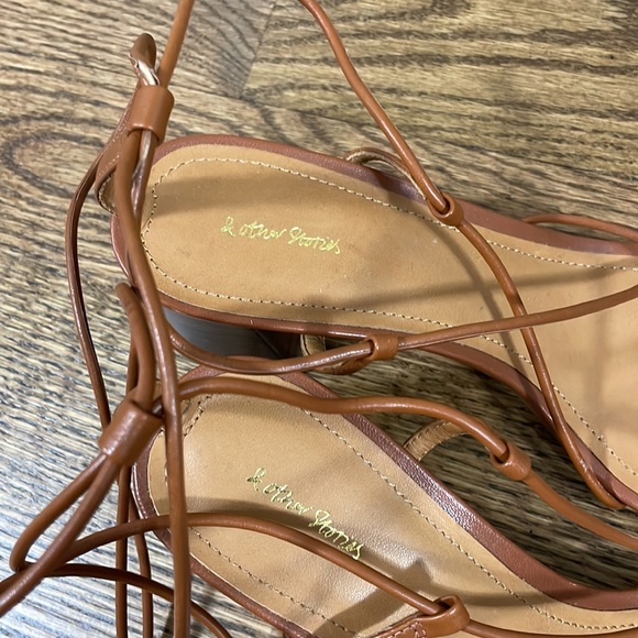 & Other Stories Leather Lace Up Heel Sandal - Size 38 / 8 US - Picture 5 of 6